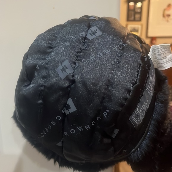 Nathaniel Cole 1934 Crown Cap Bomber Hat Real Rabbit Fur Black Dyed Size 14 - Picture 6 of 8